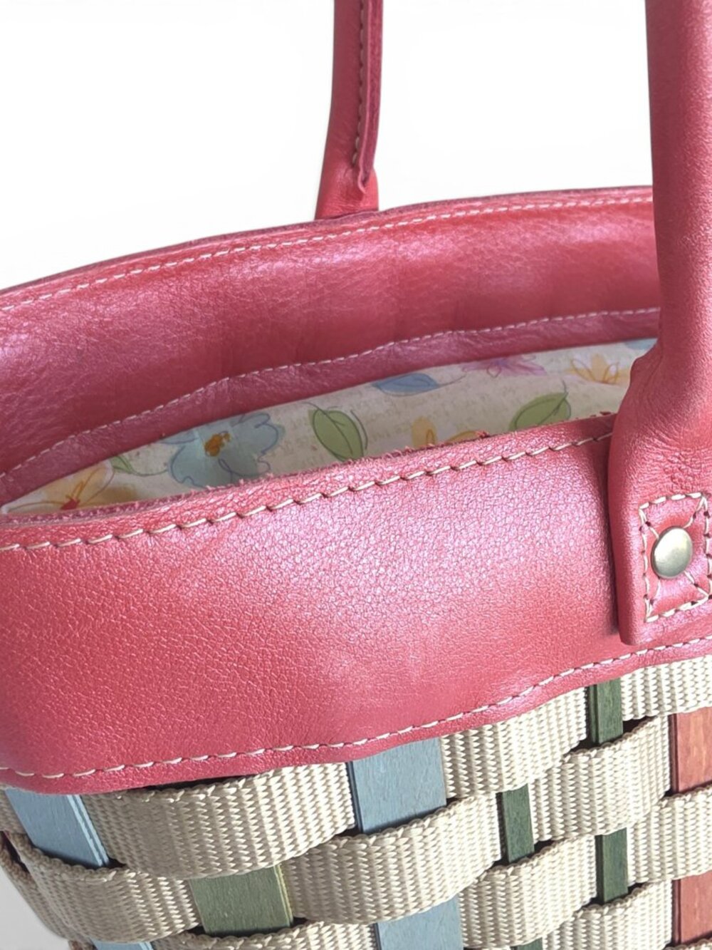 Longaberger TO GO WOVEN BASKET Leather PURSE TOTE Mother’s Day 2008 Pink USA - Picture 10 of 10